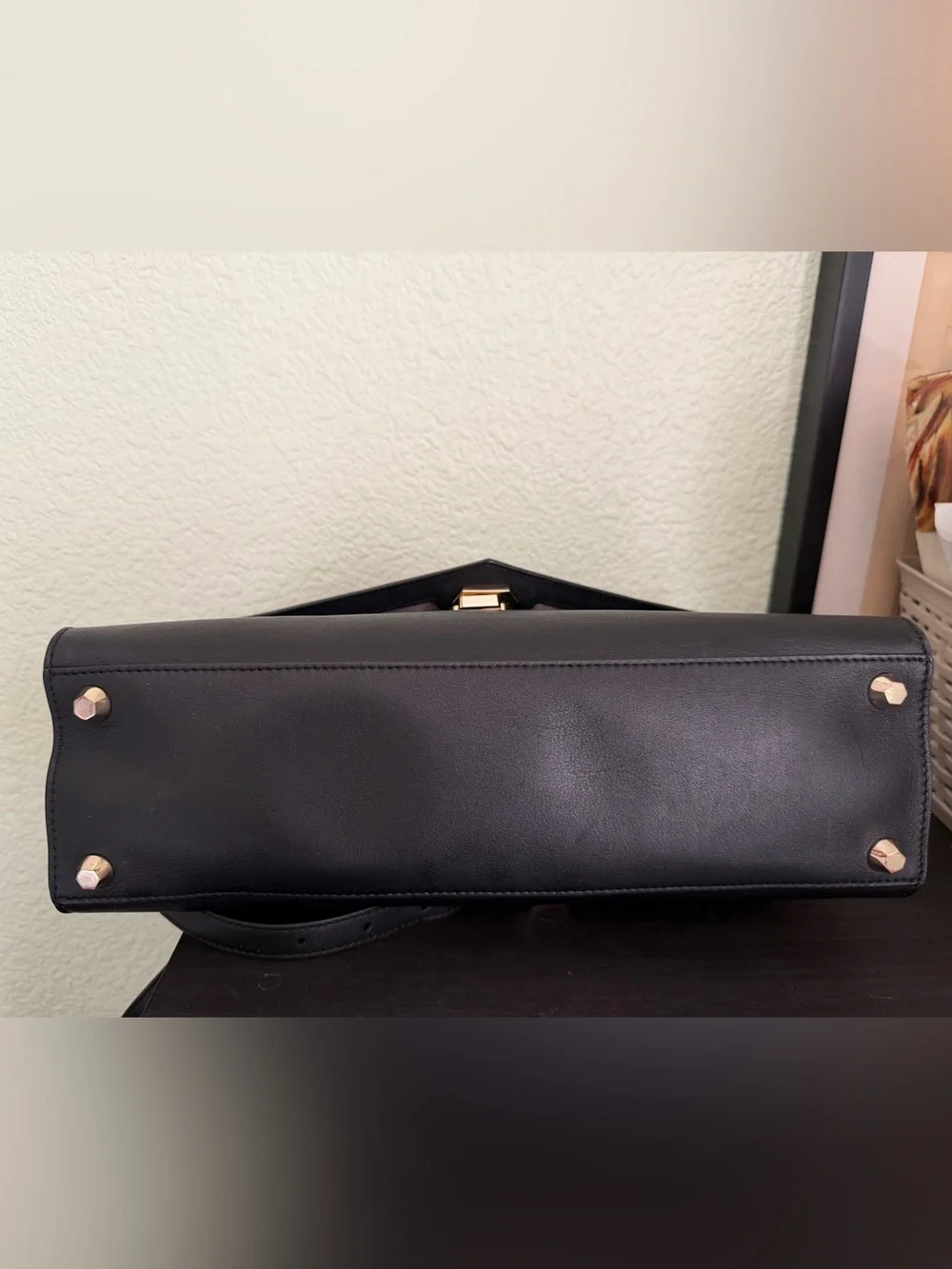 Welden Black Geometric Leather Satchel Crossbody Strap- Women Bags